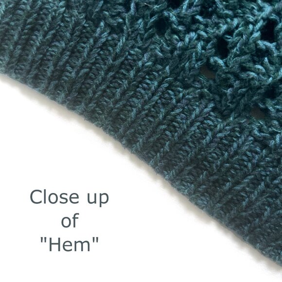 Eddie Bauer Oversized Boxy Knit Crochet Teal Sweater, Small - Picture 6 of 13